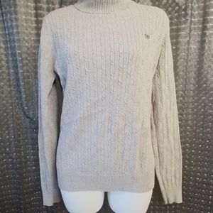 Women's Izod Grey Cable Knit Turtleneck Sweater Lg